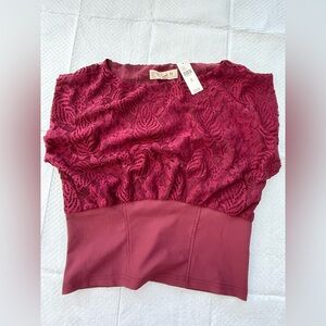 dolan Lace-Front Blouson Top in Berry